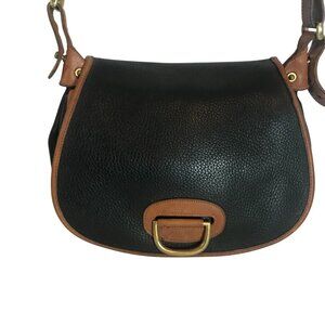 Vintage Dooney & Bourke Black All Weather Leather Saddle Shoulder Bag